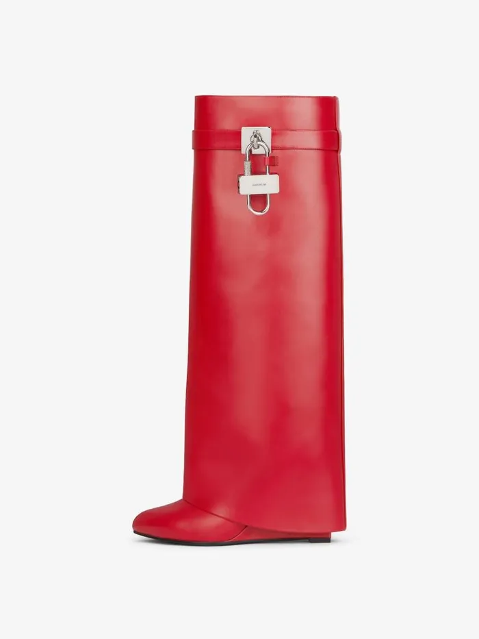 Shark Lock Boots In Leather Red Women Givenchy Shark Lock