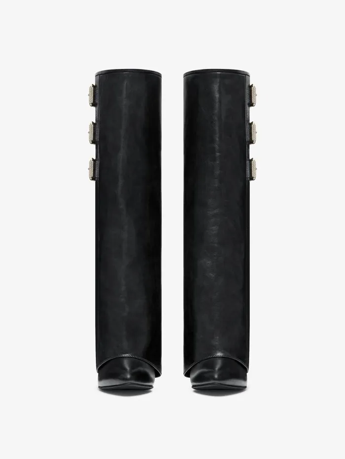 Shark Lock Buckles Boots In Leather Black Women Givenchy Shark Lock