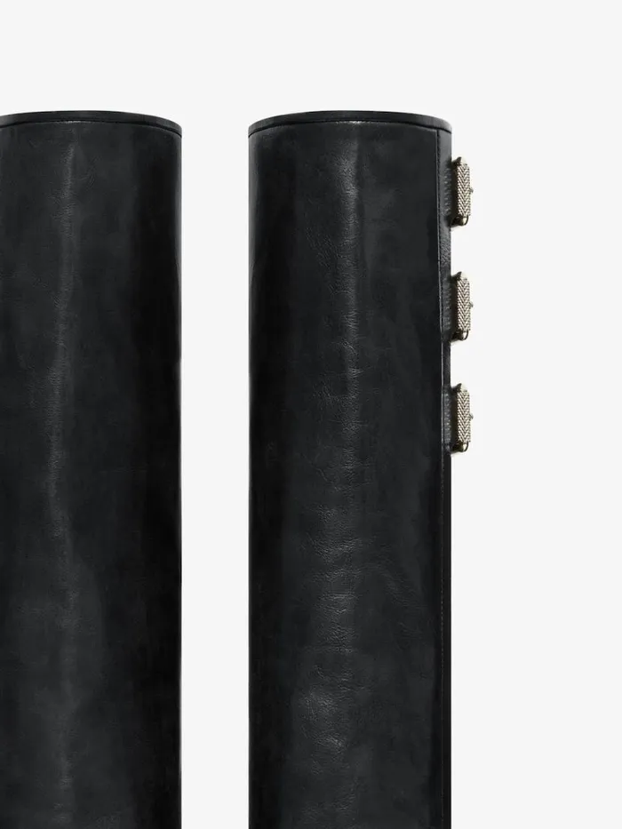 Shark Lock Buckles Boots In Leather Black Women Givenchy Shark Lock