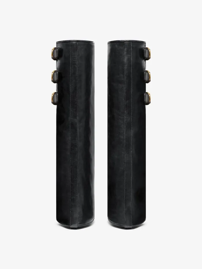 Shark Lock Buckles Boots In Leather Black Women Givenchy Shark Lock