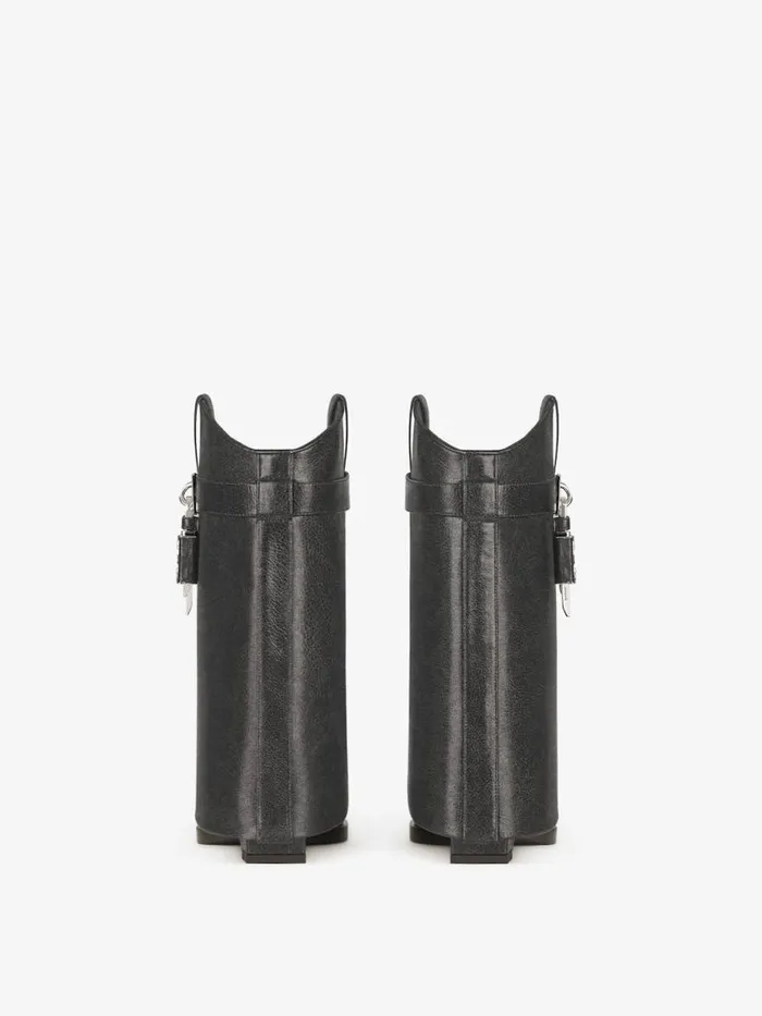Shark Lock Cowboy Ankle Boots In Aged Leather Black Women Givenchy Shark Lock