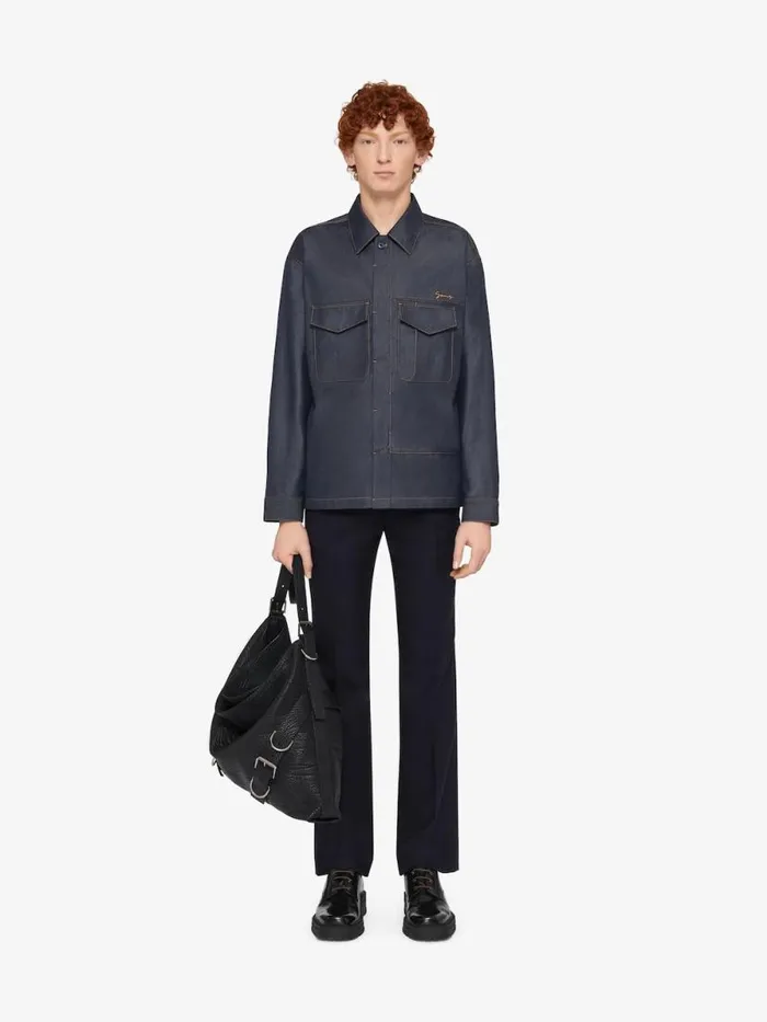 Shirt In Denim Silk Indigo Blue Men Givenchy Shirts