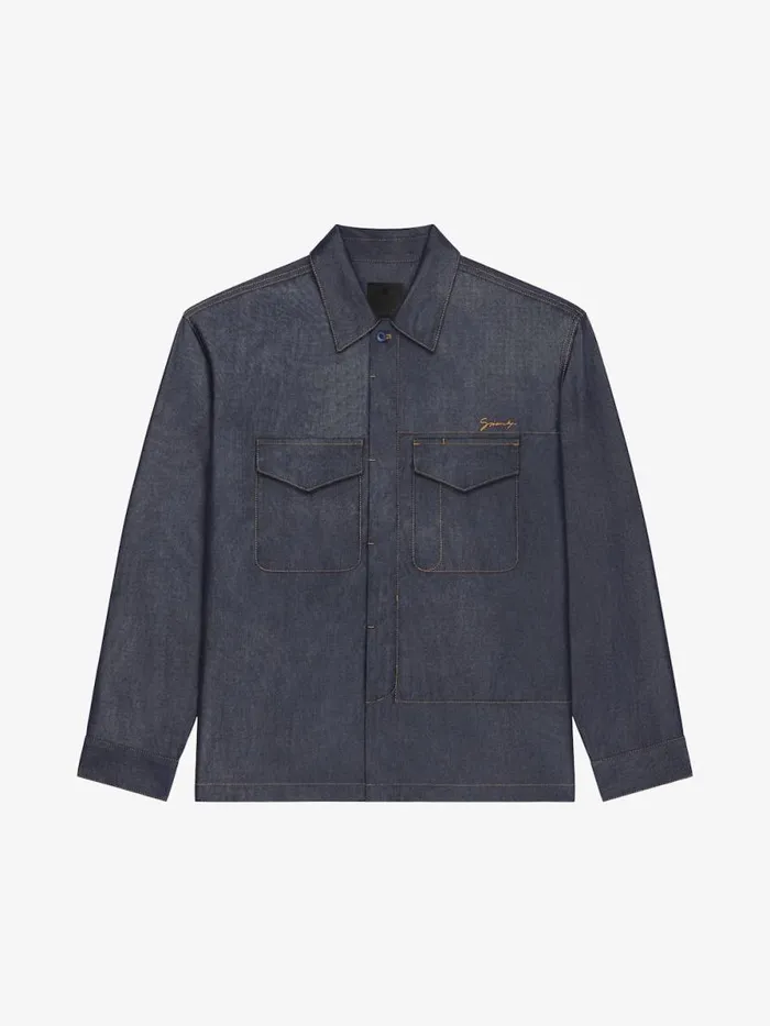 Shirt In Denim Silk Indigo Blue Men Givenchy Shirts