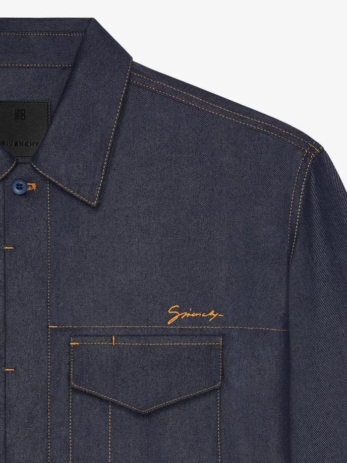Shirt In Denim Silk Indigo Blue Men Givenchy Shirts