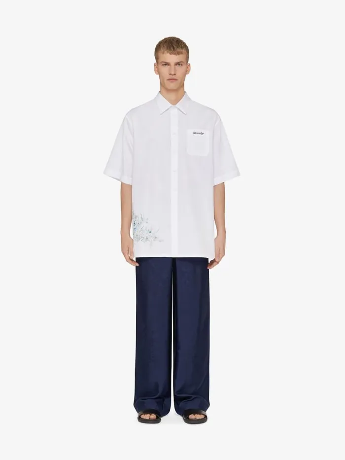 Shirt In Poplin Flowers White Men Givenchy Shirts