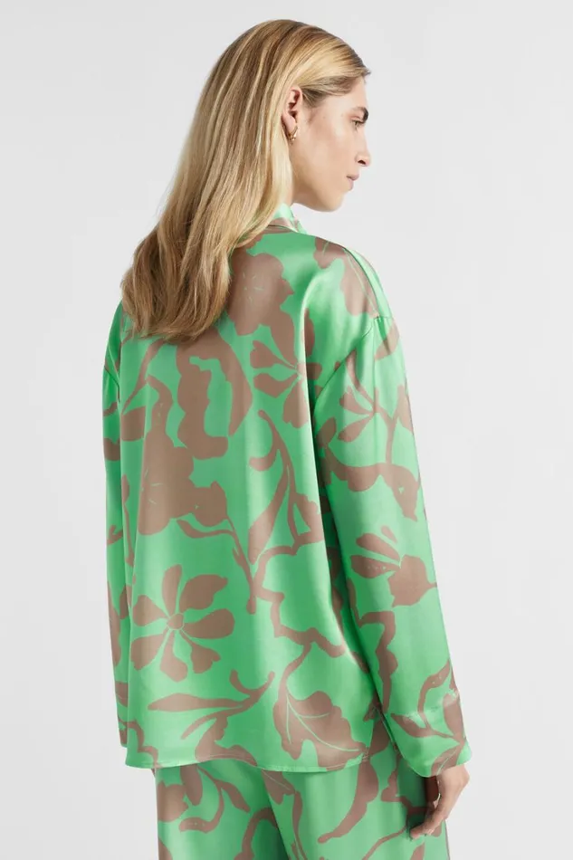 Shirts Woman Seed Heritage Satin Floral Shirt Key Lime Floral