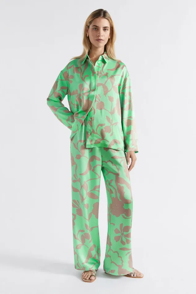 Shirts Woman Seed Heritage Satin Floral Shirt Key Lime Floral