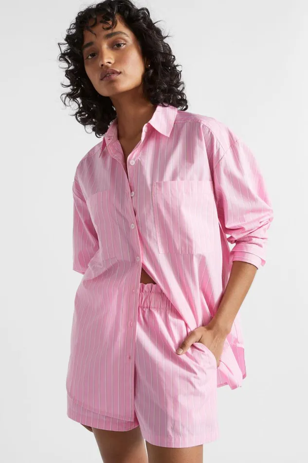 Shirts Woman Seed Heritage Stripe Pocket Front Shirt Pink Gin Stripe