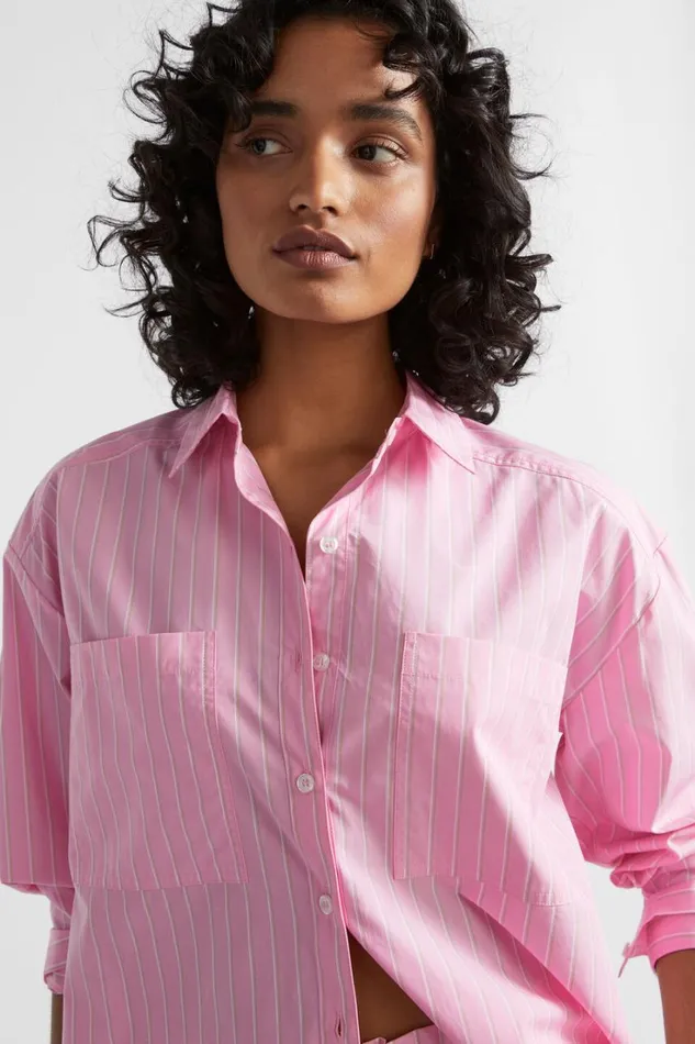 Shirts Woman Seed Heritage Stripe Pocket Front Shirt Pink Gin Stripe