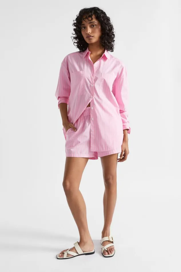Shirts Woman Seed Heritage Stripe Pocket Front Shirt Pink Gin Stripe