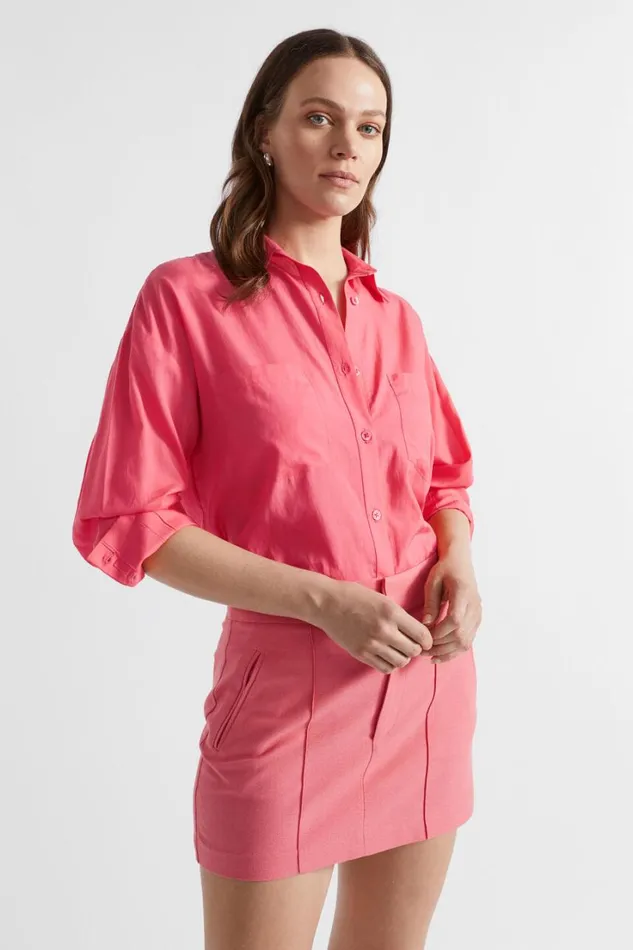 Shirts Woman Seed Heritage Voile Relaxed Shirt Wild Berry