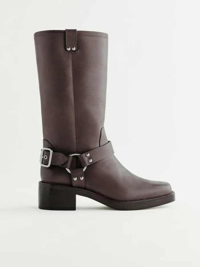 Shoes The Reformation Francesca Moto Boot Distressed Brown