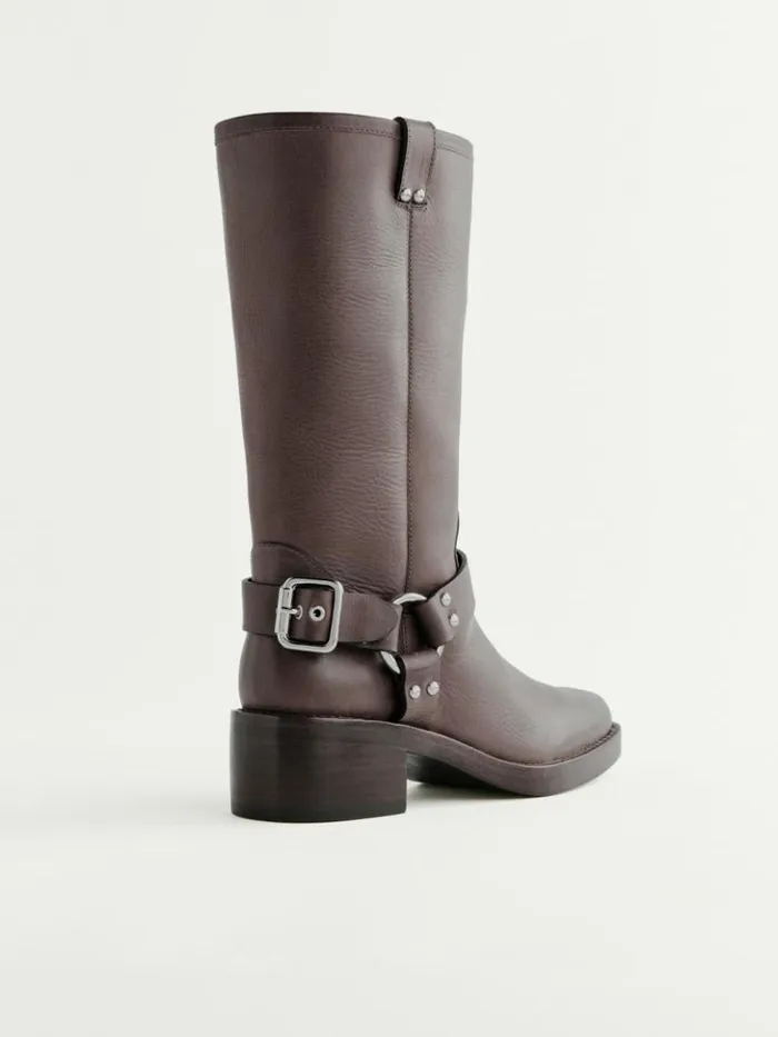 Shoes The Reformation Francesca Moto Boot Distressed Brown