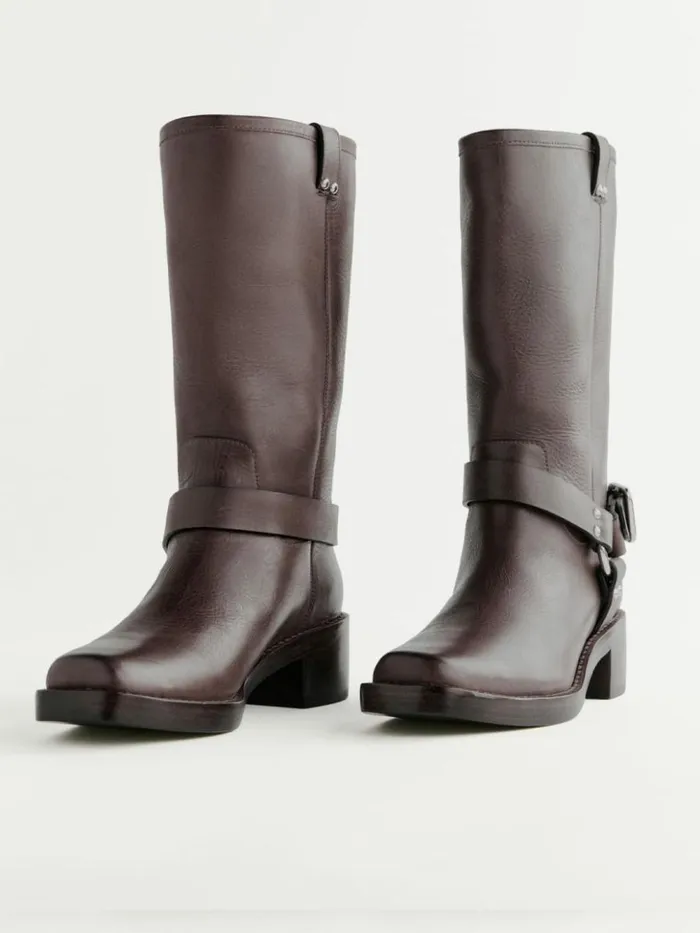 Shoes The Reformation Francesca Moto Boot Distressed Brown