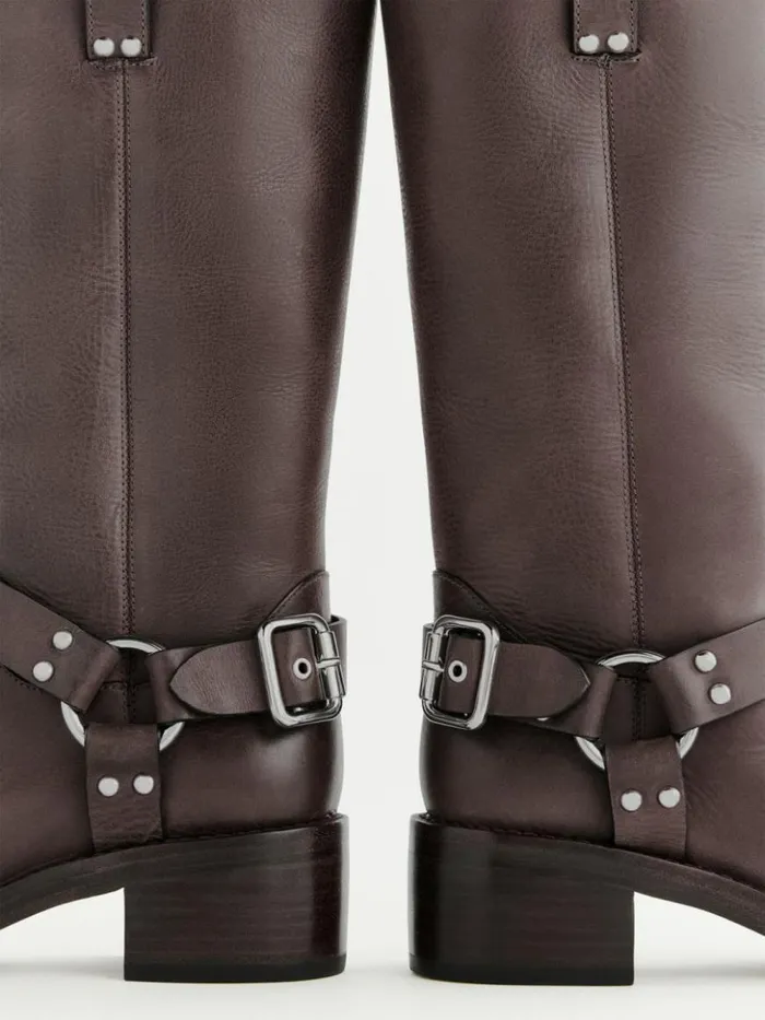 Shoes The Reformation Francesca Moto Boot Distressed Brown