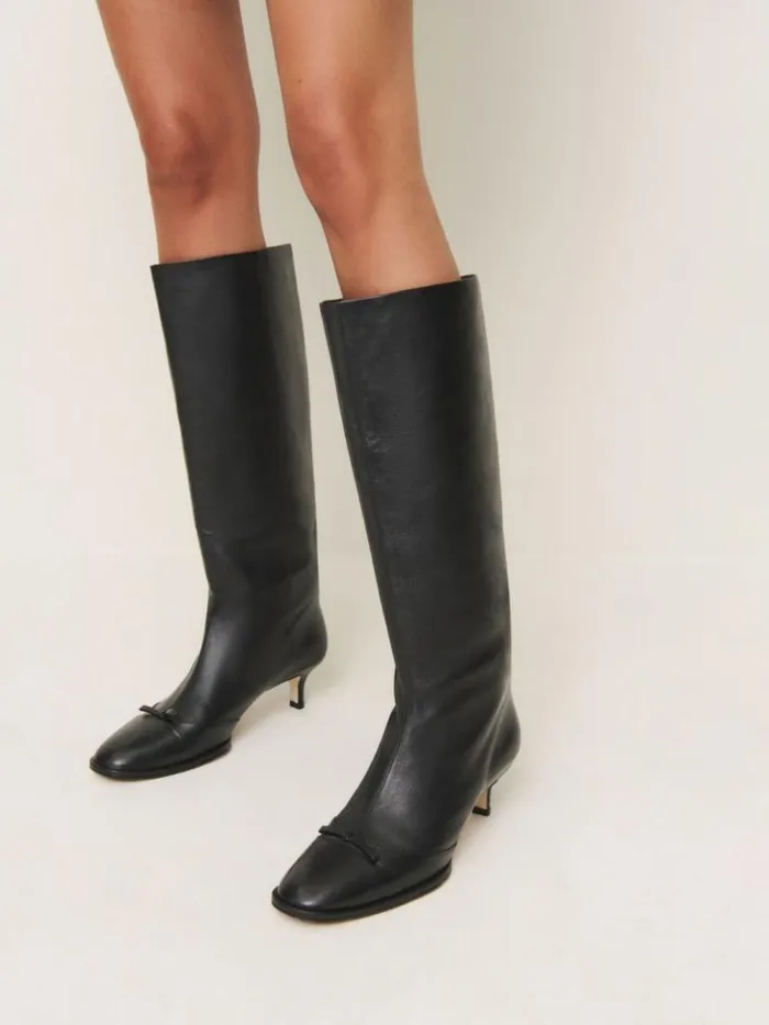 Shoes The Reformation Gal Knee High Boot Black Leather