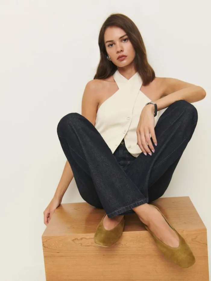 Shoes The Reformation Prudence Ballet Flat Bog Suede
