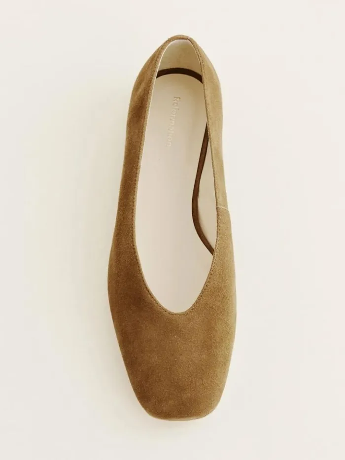 Shoes The Reformation Prudence Ballet Flat Bog Suede