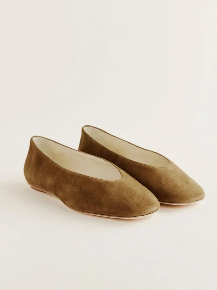 Shoes The Reformation Prudence Ballet Flat Bog Suede