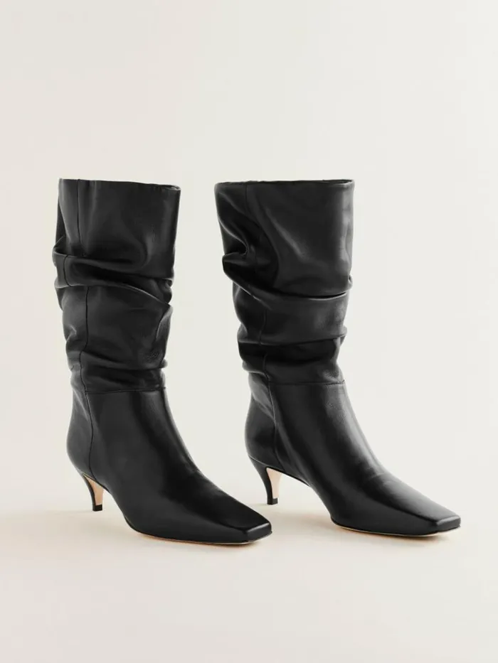 Shoes The Reformation Rosie Mid Shaft Boot Black Leather