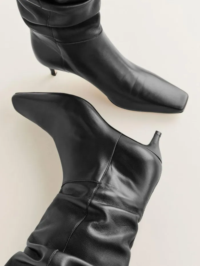 Shoes The Reformation Rosie Mid Shaft Boot Black Leather