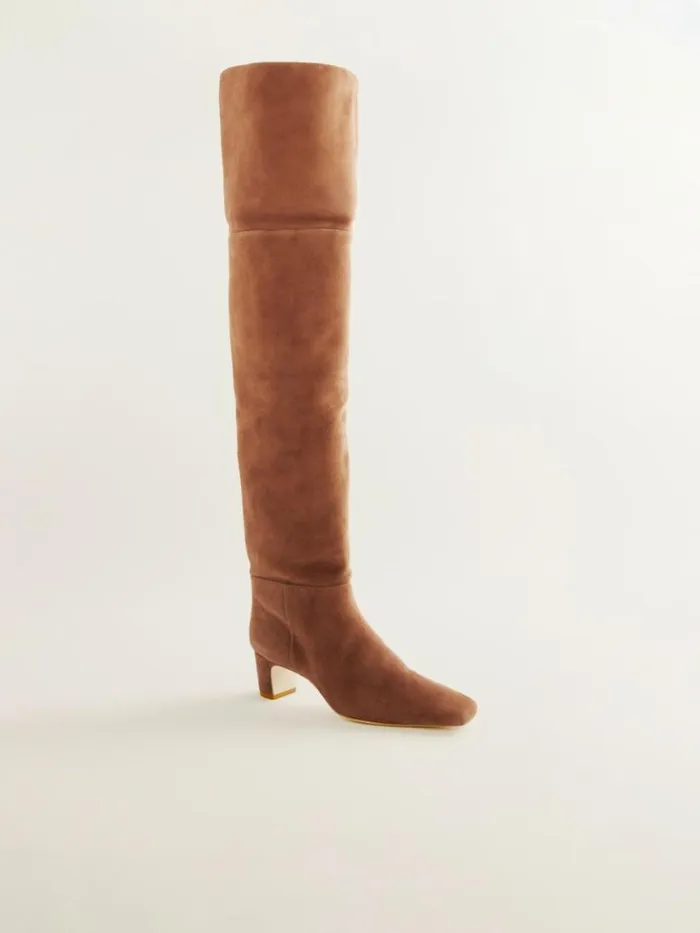 Shoes The Reformation Ruby Over The Knee Boot Toasted Brown Suede