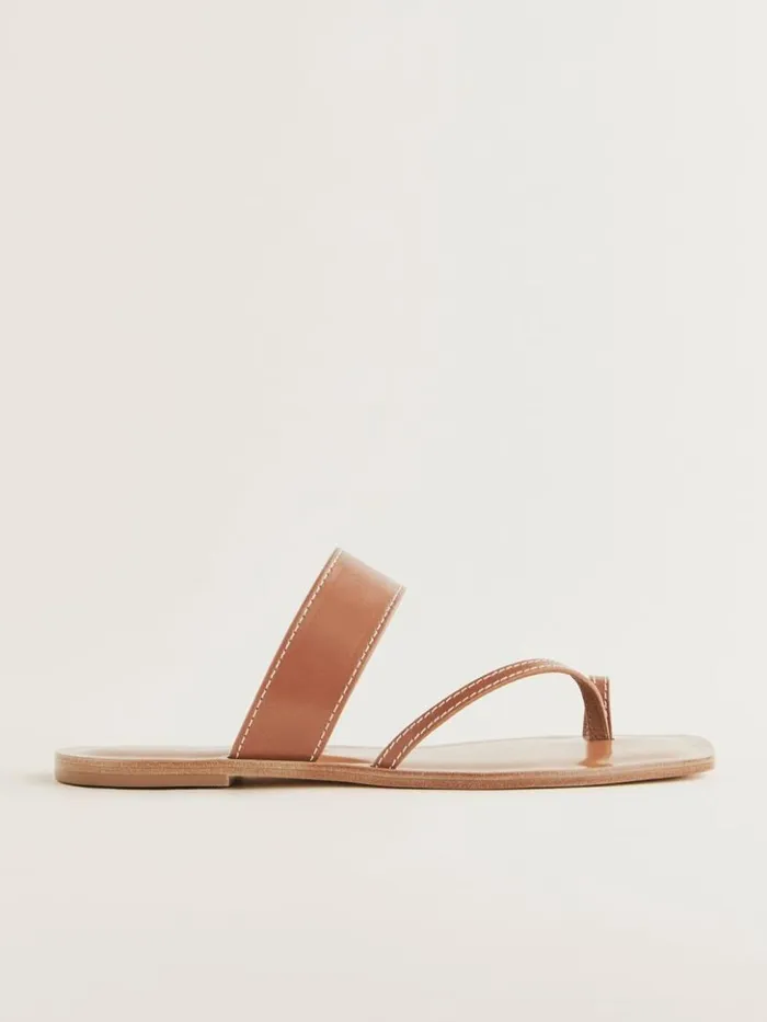 Shoes The Reformation Sawyer Flat Sandal Pecan Leather