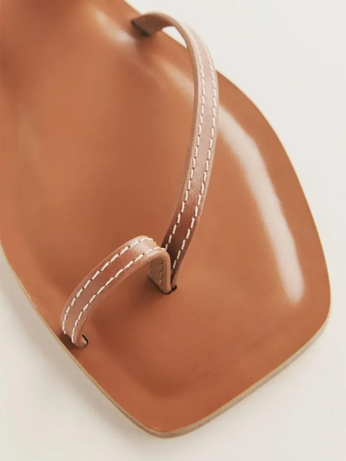 Shoes The Reformation Sawyer Flat Sandal Pecan Leather