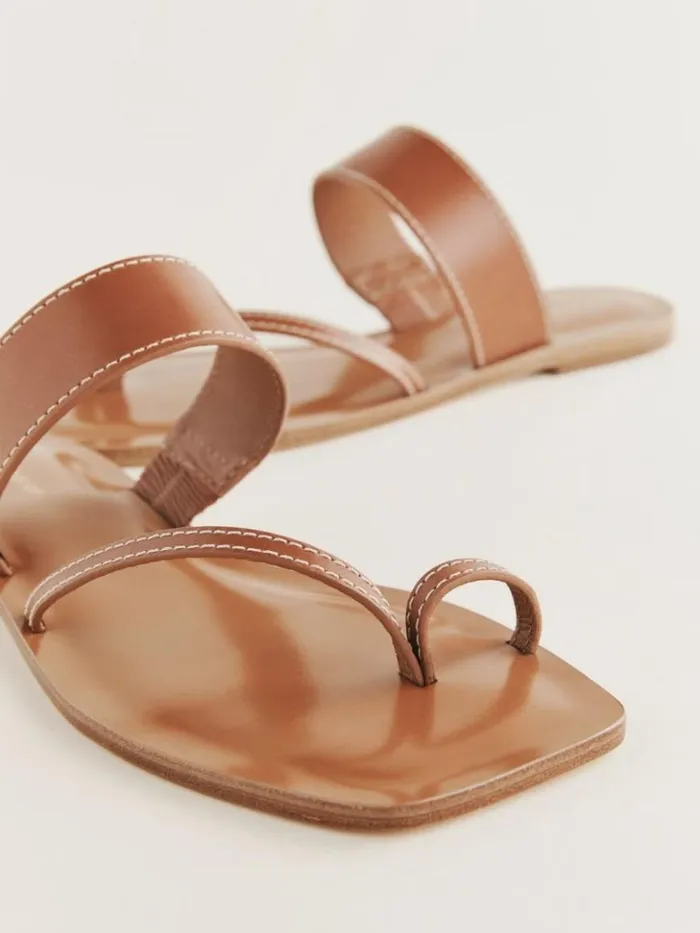 Shoes The Reformation Sawyer Flat Sandal Pecan Leather