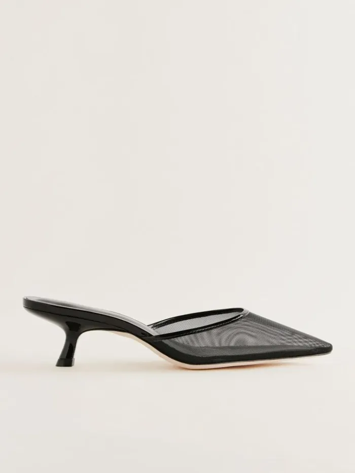 Shoes The Reformation Wilda Kitten Mule Black Mesh