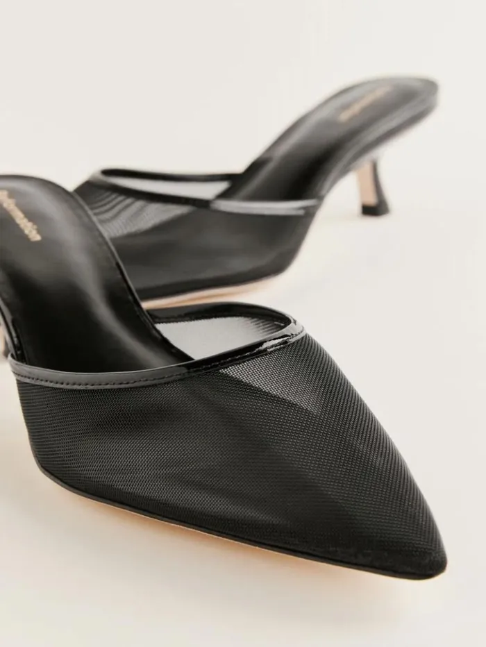 Shoes The Reformation Wilda Kitten Mule Black Mesh