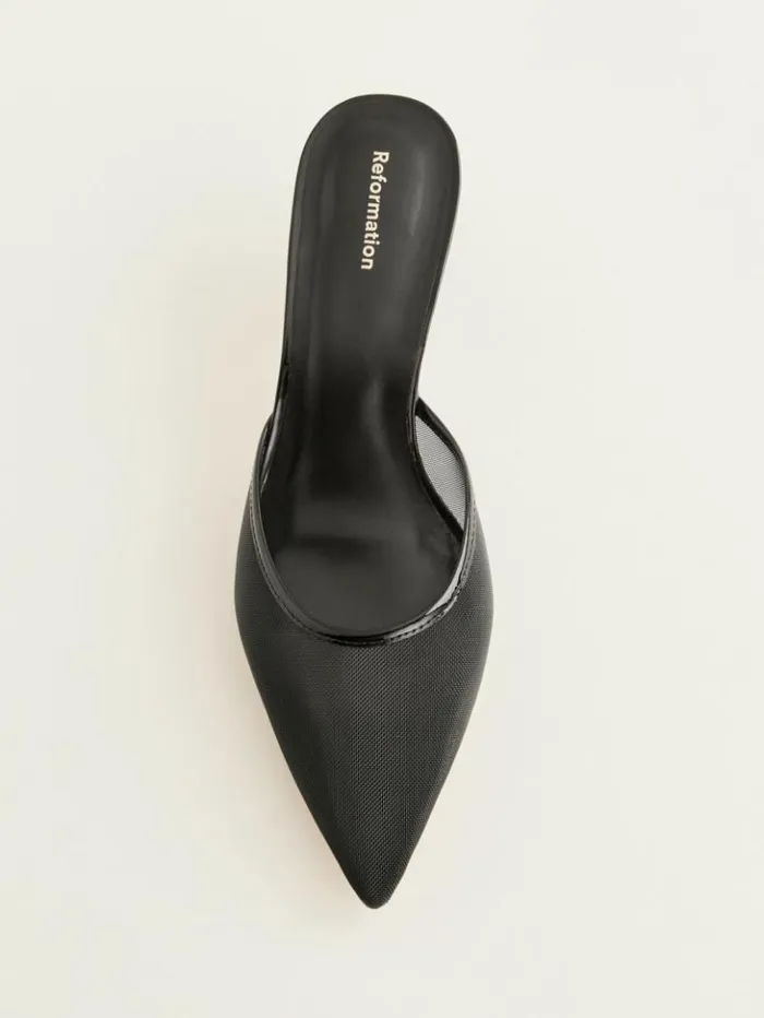 Shoes The Reformation Wilda Kitten Mule Black Mesh