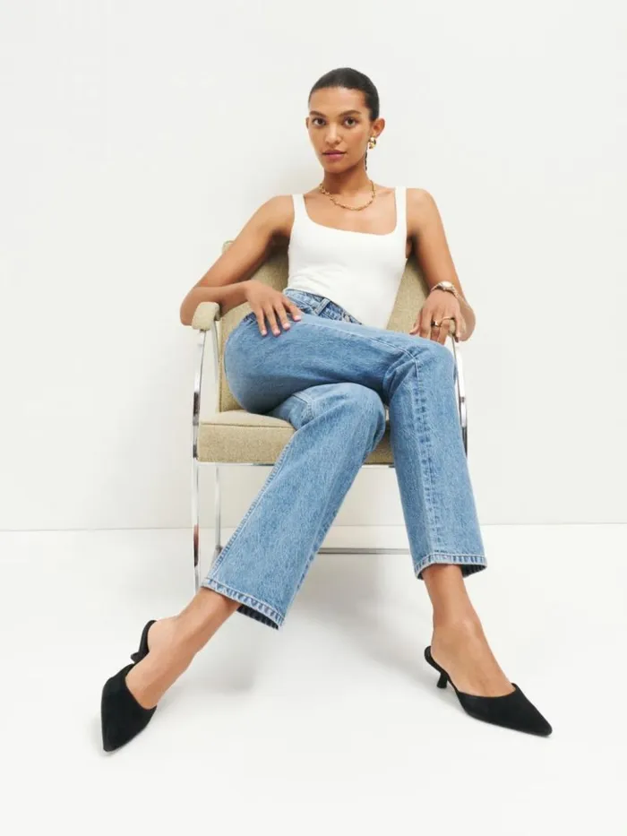 Shoes The Reformation Wilda Kitten Mule Black Suede