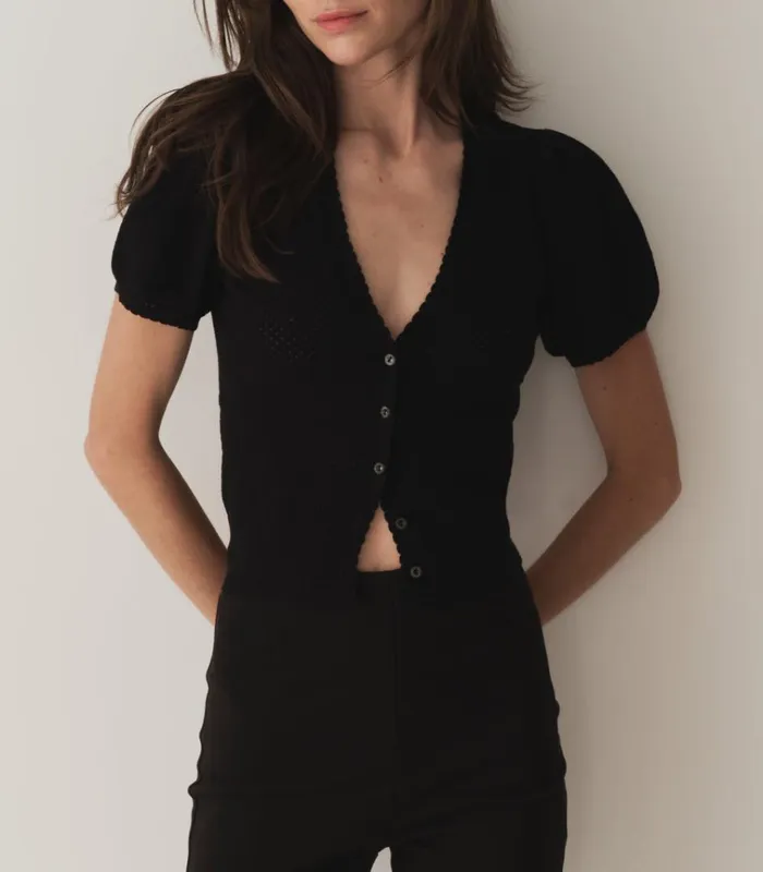 Shop AMBROSE CARDIGAN Black DEN Knitwear