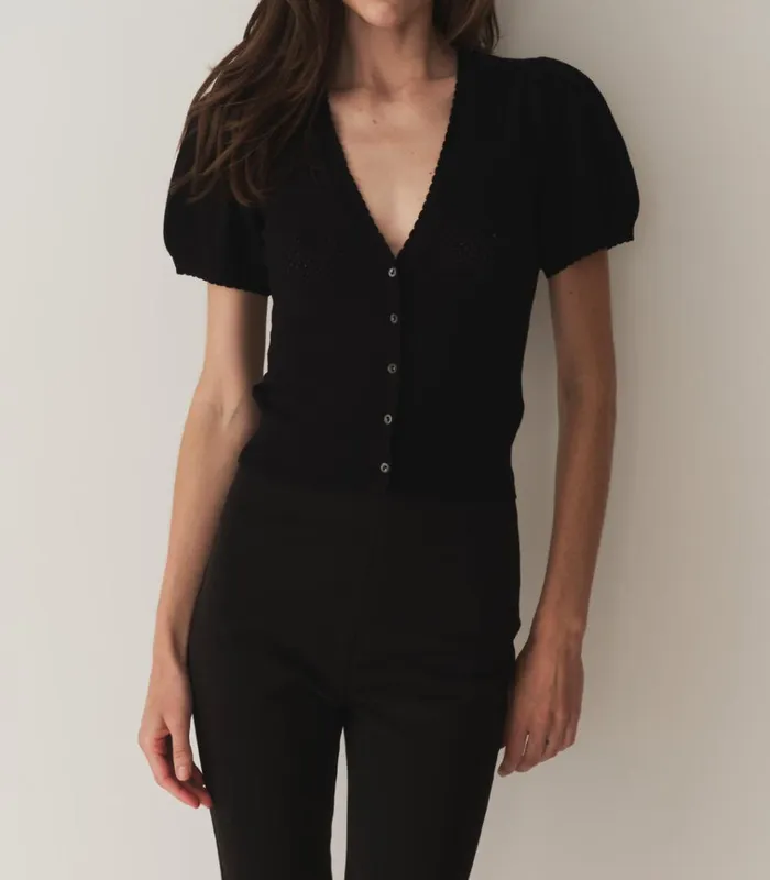 Shop AMBROSE CARDIGAN Black DEN Knitwear