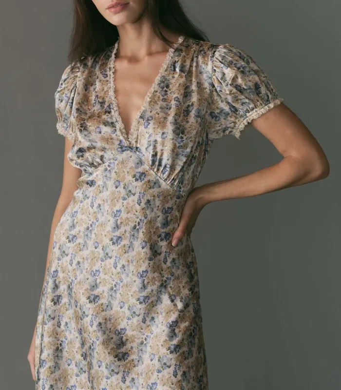 Shop CERELIA DRESS Bleu Wildflower Thicket DEN Dresses