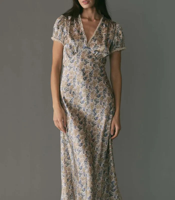 Shop CERELIA DRESS Bleu Wildflower Thicket DEN Dresses