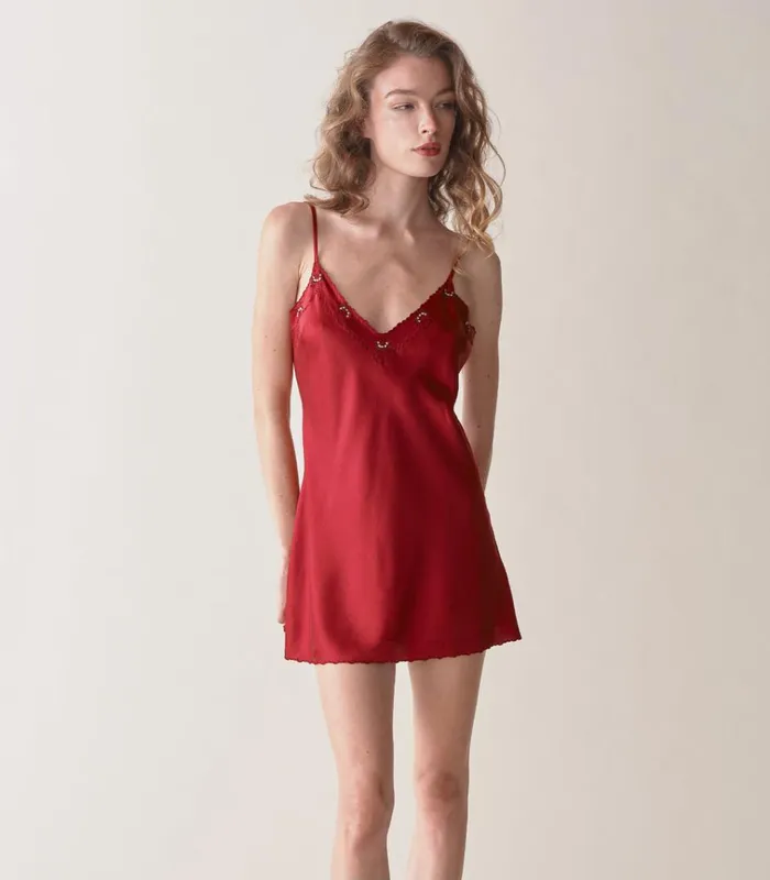 Shop ELENORA SLIP DRESS Currant DEN Dresses