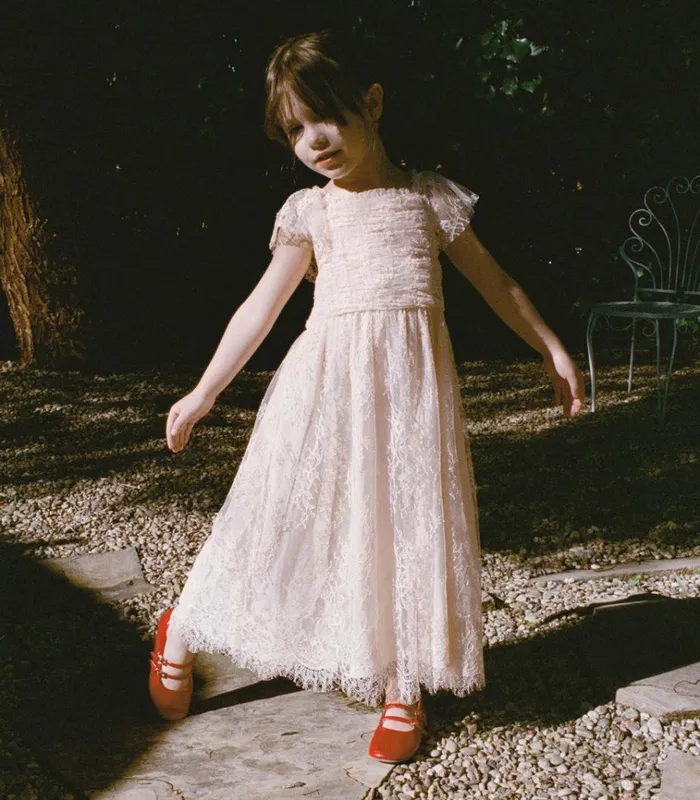 Shop FLOWER DRESS Petunia Pink Lace DEN Kids