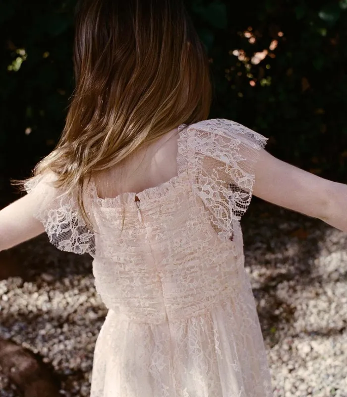 Shop FLOWER DRESS Petunia Pink Lace DEN Kids