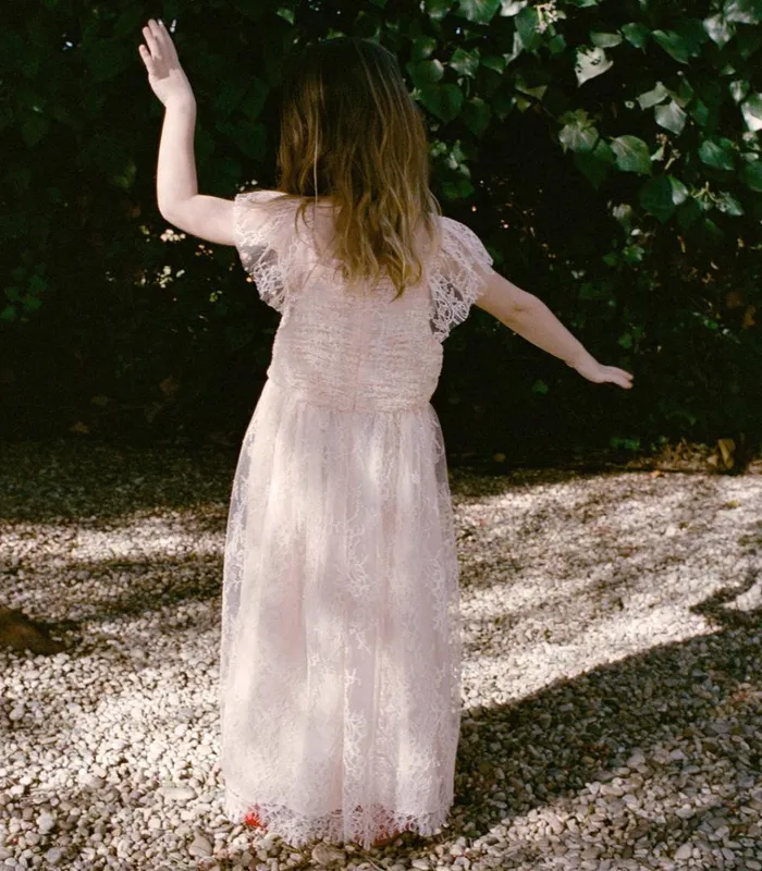 Shop FLOWER DRESS Petunia Pink Lace DEN Kids