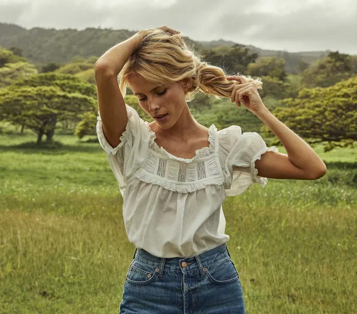 Shop FRANCES TOP Salt Lace DEN Tops
