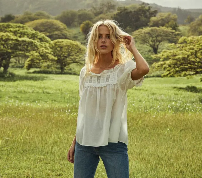 Shop FRANCES TOP Salt Lace DEN Tops