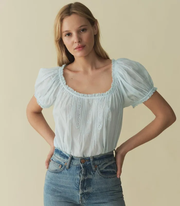 Shop FREDERICA TOP Alice Blue DEN Tops