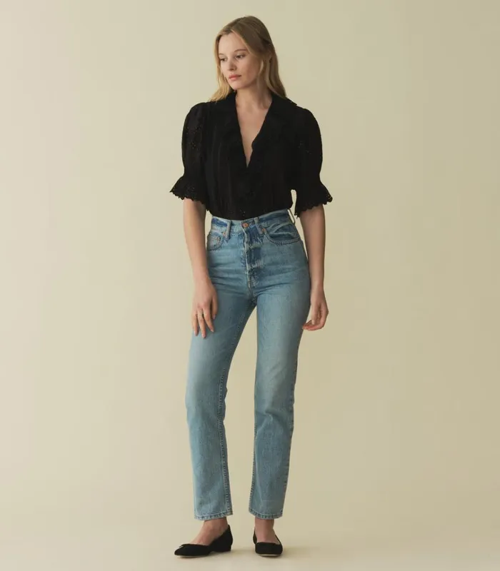 Shop HENRI TOP Black Eyelet DEN Tops