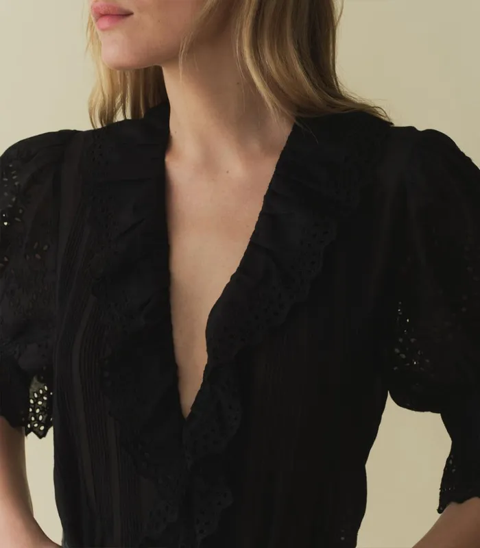 Shop HENRI TOP Black Eyelet DEN Tops