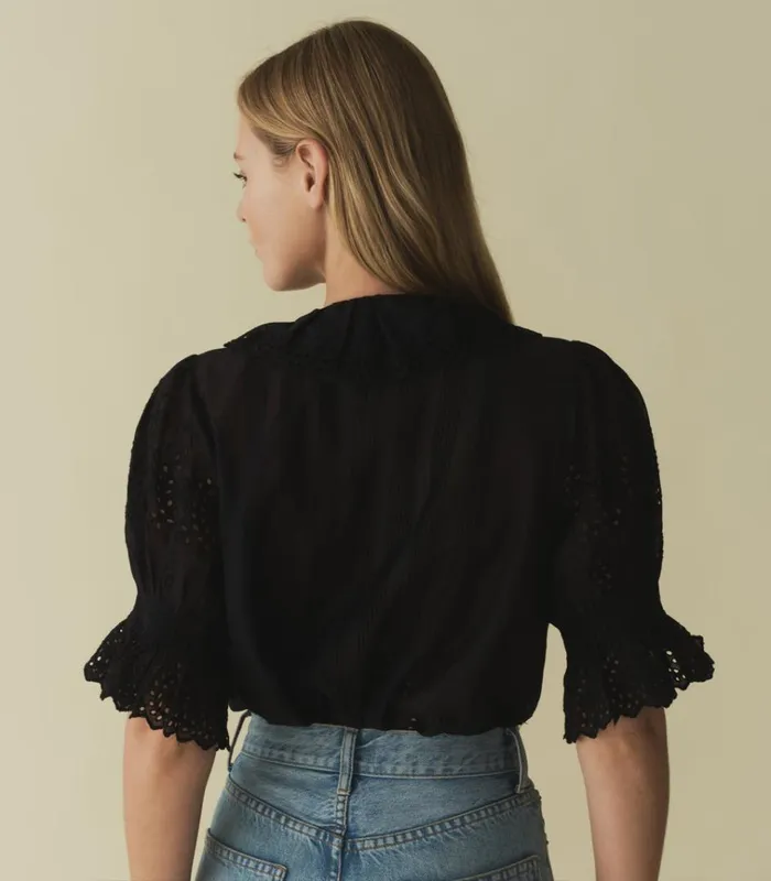 Shop HENRI TOP Black Eyelet DEN Tops