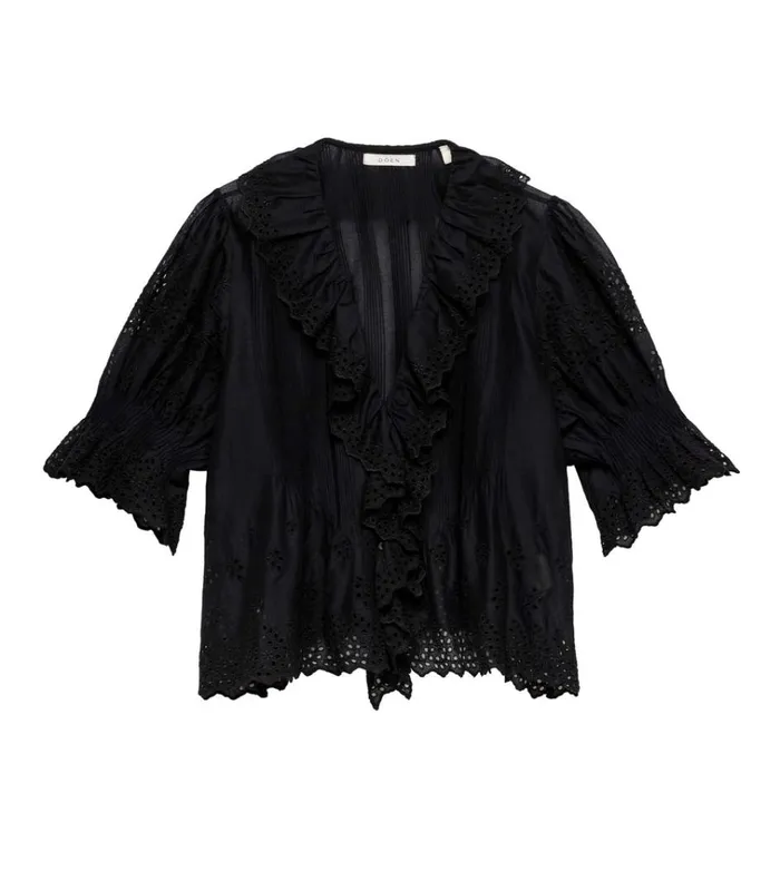 Shop HENRI TOP Black Eyelet DEN Tops