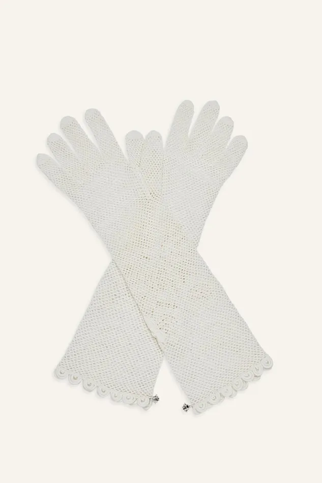 Shop Magda Butrym Accessories Crochet Gloves In Cream