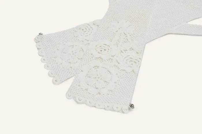 Shop Magda Butrym Accessories Crochet Gloves In Cream